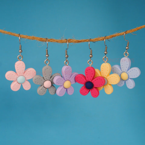 Stitched candy flowers earrings