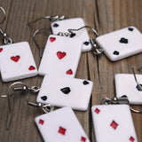 Aces playing card corner ring earrings