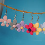 Stitched candy flowers earrings