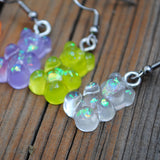 Gummy bear earrings with holographic shards