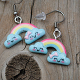 Small happy rainbow clouds earrings