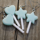 Pastel hearts or stars candy lollipop earrings