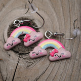 Small happy rainbow clouds earrings