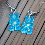 Gummy bear earrings with holographic shards