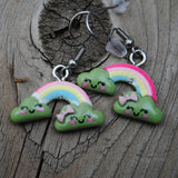 Small happy rainbow clouds earrings