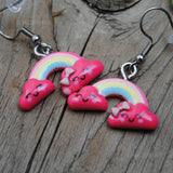 Small happy rainbow clouds earrings