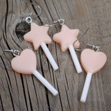 Pastel hearts or stars candy lollipop earrings