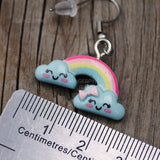 Small happy rainbow clouds earrings