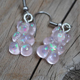 Gummy bear earrings with holographic shards