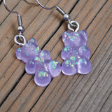 Gummy bear earrings with holographic shards