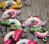 Small happy rainbow clouds earrings