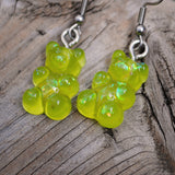 Gummy bear earrings with holographic shards