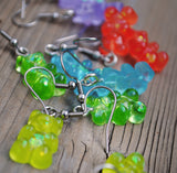 Gummy bear earrings with holographic shards