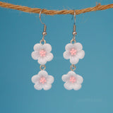 Double cherry blossom cascades flowers earrings