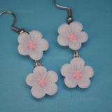 Double cherry blossom cascades flowers earrings