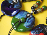 Glazed Ceramic disc necklace pendant