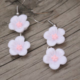 Double cherry blossom cascades flowers earrings