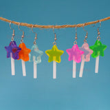 Clear stars candy lollipop earrings