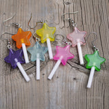 Clear stars candy lollipop earrings