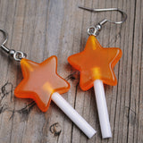 Clear stars candy lollipop earrings