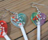 Gradient Heart Lollipop Candy balls Earrings