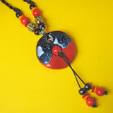 Glazed Ceramic disc necklace pendant