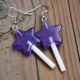 Clear stars candy lollipop earrings