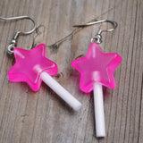 Clear stars candy lollipop earrings