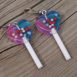 Gradient Heart Lollipop Candy balls Earrings