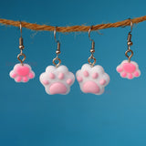 Large or small Cat paw feet bean worship earrings