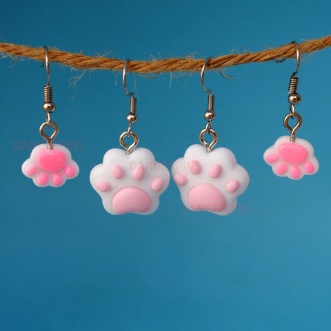 Large or small Cat paw feet bean worship earrings