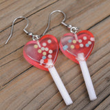 Gradient Heart Lollipop Candy balls Earrings