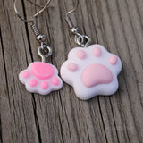 Large or small Cat paw feet bean worship earrings