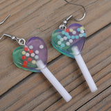 Gradient Heart Lollipop Candy balls Earrings