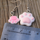 Large or small Cat paw feet bean worship earrings