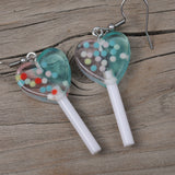 Gradient Heart Lollipop Candy balls Earrings