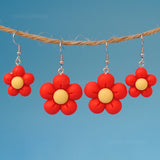 Red & Yellow Chunky flowers earrings