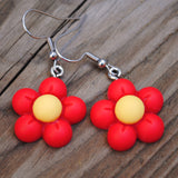 Red & Yellow Chunky flowers earrings