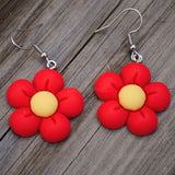 Red & Yellow Chunky flowers earrings