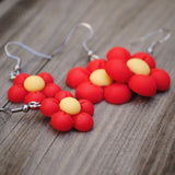 Red & Yellow Chunky flowers earrings