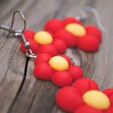 Red & Yellow Chunky flowers earrings