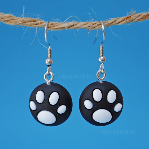 Black and white Paw earrings