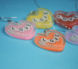 Large Love Letter hearts earrings