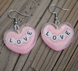 Large Love Letter hearts earrings