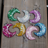 Large Crescent Sparkle moons earrings