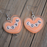 Large Love Letter hearts earrings