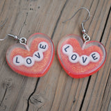 Large Love Letter hearts earrings