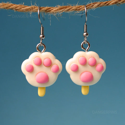 Vanilla cream feet bean popsicles earrings