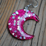 Large Crescent Sparkle moons earrings