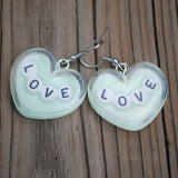 Large Love Letter hearts earrings